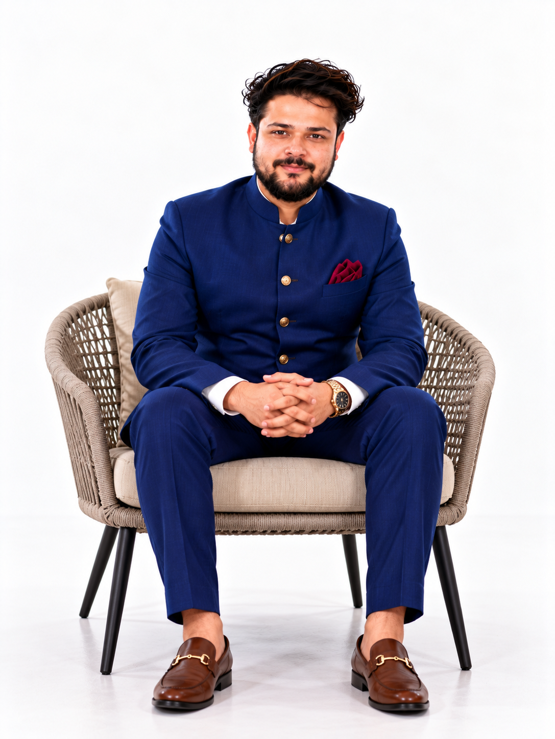 Shaurya Vyapari Elegant Navy Bandhgala Portrait