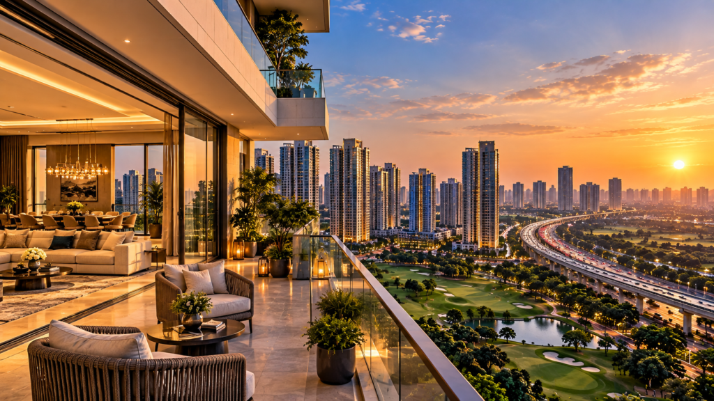 Luxury Penthouse Sunset Over Gurgaon